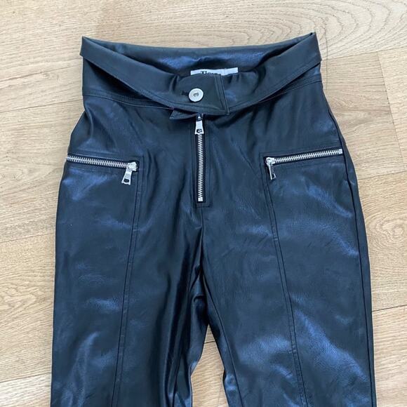 Tiger Mist - Faux Leather Fold Over Waist Pants in Black - Picture 1 of 5